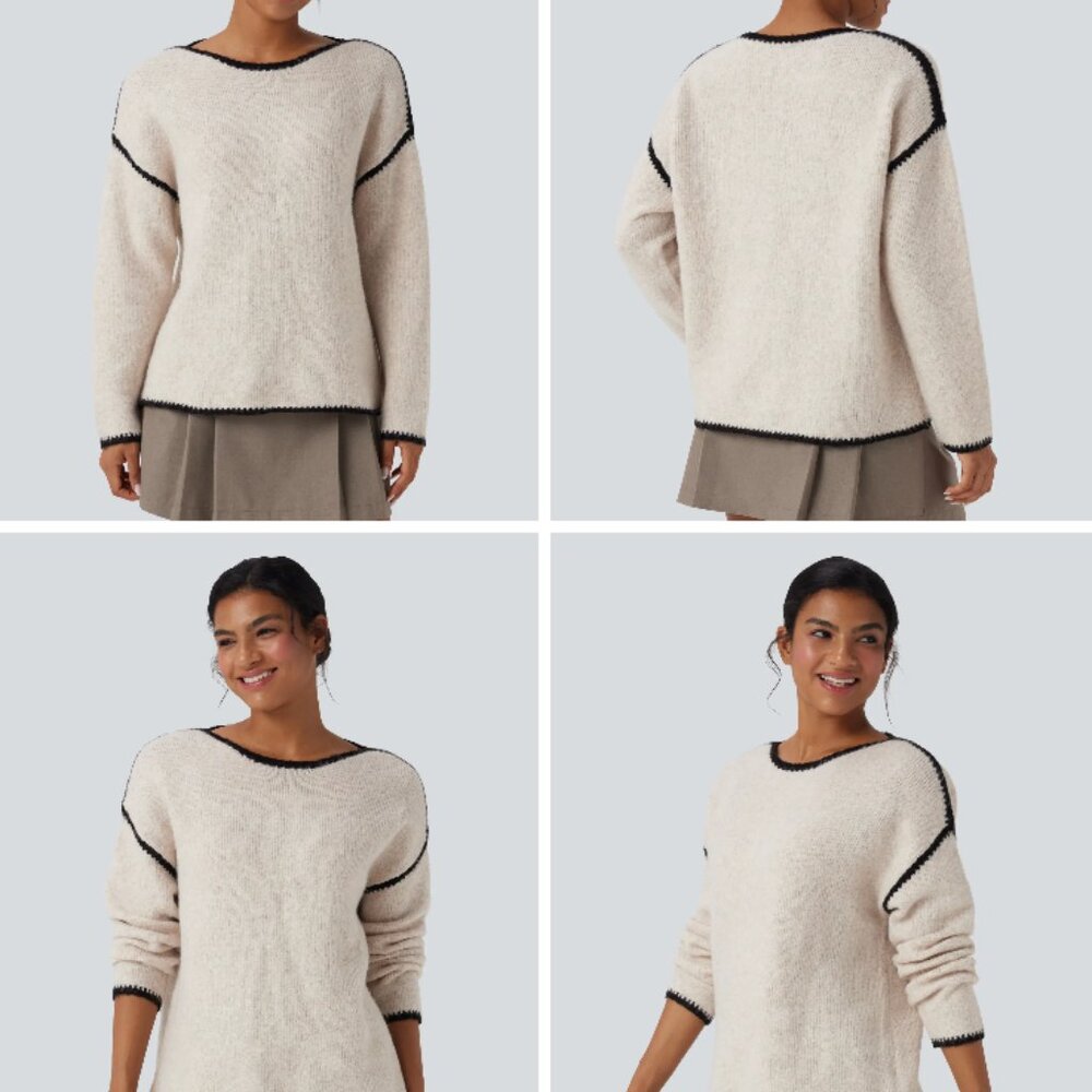 Color Block Relaxed Casual Sweater